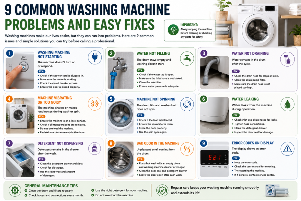 9 Common Washing Machine Problems and Easy Fixes